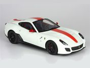 BBR Models 2010 Ferrari Ferrari 599 GTO - WHITE AVUS / RED STRIPE - White Avus