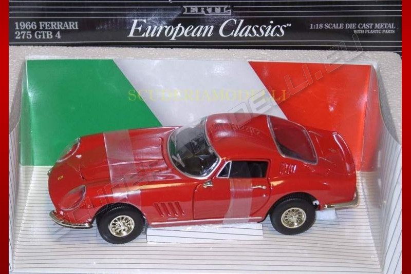 Ferrari 275 GTB Burago 1/24 - Rouge, N°19, Racing 1966, état Occasion