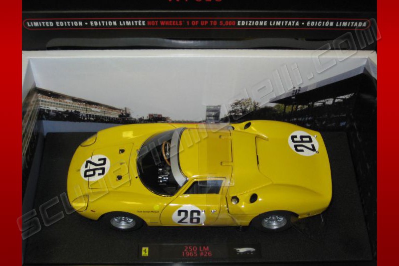 1/18 Hot Wheels 1965 Ferrari 250 LM #26 Elite Edition Diecast Model Yellow P9901 