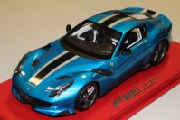 BBR Models  Ferrari Ferrari F12 TDF - BLUE EMPEROR / BLACK SILVER STRIPE #1/3 Red Matt