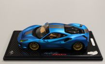 BBR Models  Ferrari Ferrari 488 PISTA - BLUE EMPEROR MATT / GOLD Red Matt